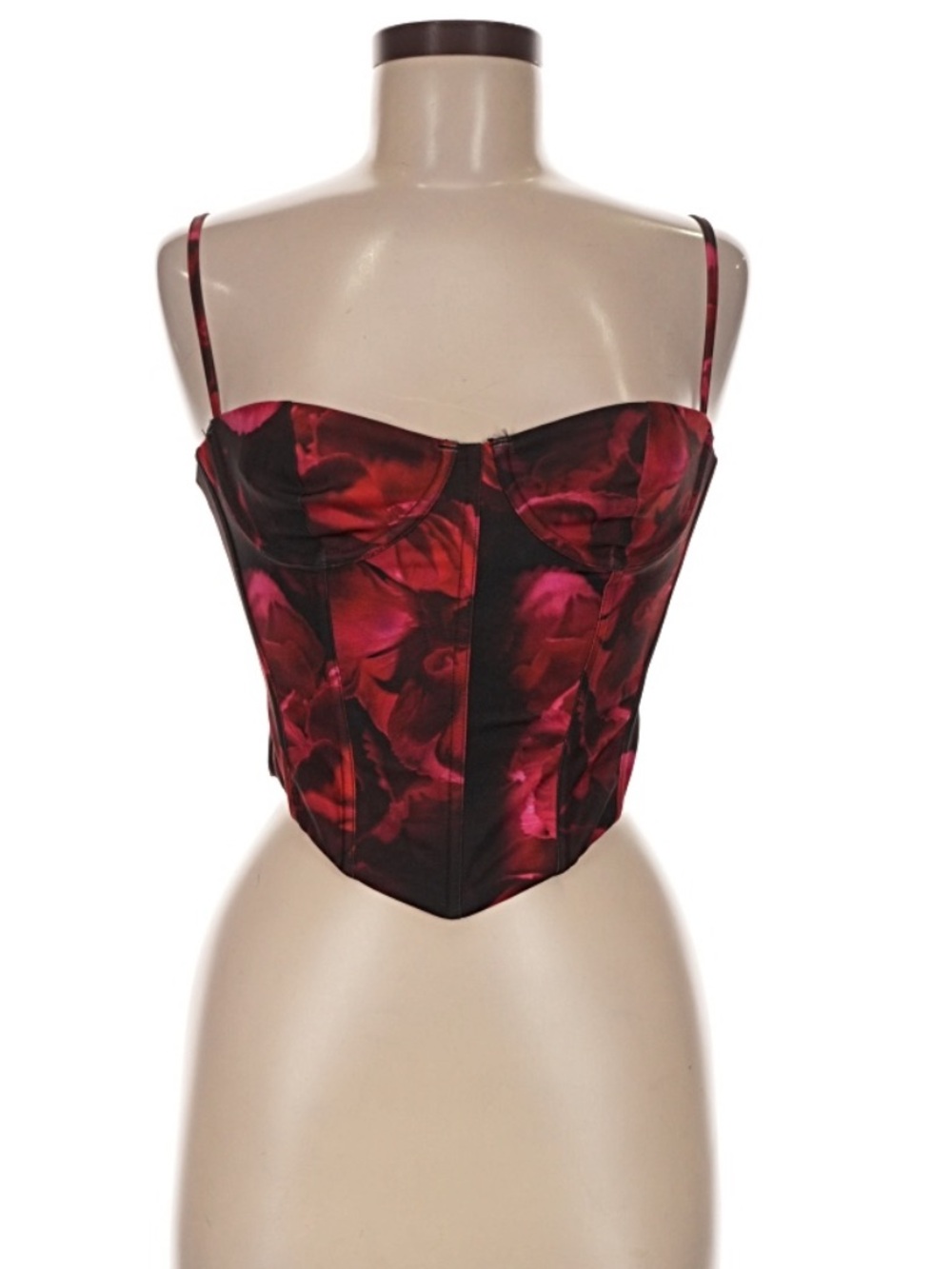 White Fox Boutique Red & Black Floral Bustier